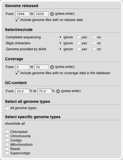 Search Genomefile